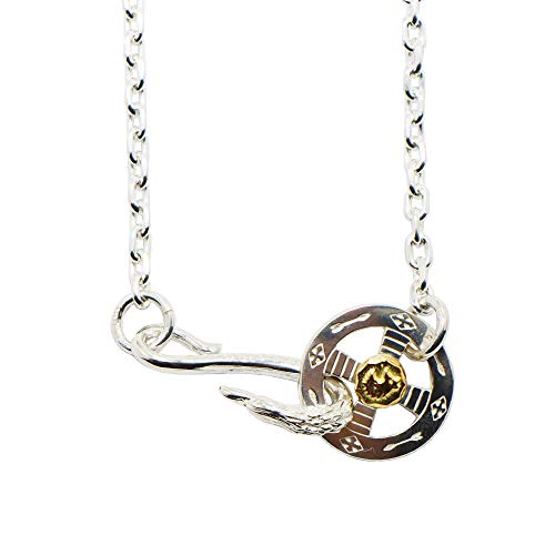 [TADY&KING] シルバー925 チェーン ネックレス 細 メンズ シルバーアクセサリーレジスト原宿 tkf-025 イーグルフック＆ネイティブホイールGPウルフ付きチェーン (細丸チェーン45cm)