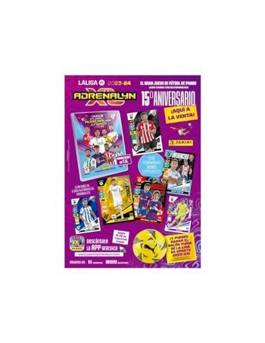 Archivador + 5 Sobres ADRENALYN 2023 2024 Liga de Futbol, 6 Cartas por sobre