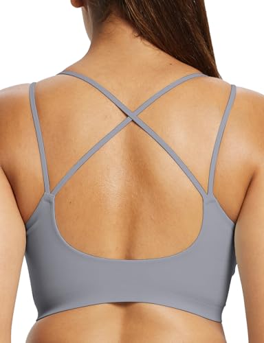 Image of baleaf everleaf Women's Sports Bra Longline, Molded Cup Yoga Bra Thin Strap Low Impact Workout Crop Tank Tops