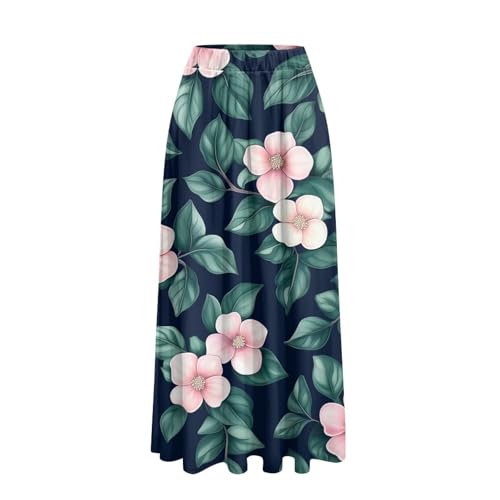 Women's Flowy Maxi Skirt Fashion Breathable High Waist Pleated Skorts Casual Long Skirt with Pockets Size S-2XL