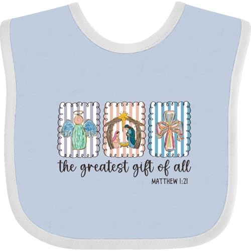 inktastic the Greatest Gift Of All Baby Bib Blue and White 4744a