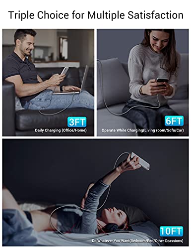 Quntis Usb C To Lightning Cable Mfi Certified, Iphone 13 Charger Cable 3Pack [3/6/10 Ft] Nylon Braided Type C To Lightning Cable Compatible With Iphone 14 13 12 Pro 11 Max Xs Xr 8 Ipad (Grey) #TOP5