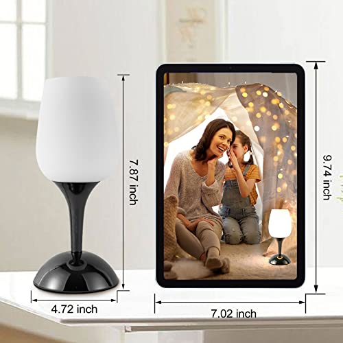 Touch Bedside Table Lamps Set Of 2, 3 Way Dimmable Small Lamps With White Opal Glass Lamp Shade For Bedroom Living Room Nightstand, E12 Bulb Includede, Modern Simple Design #TOP3