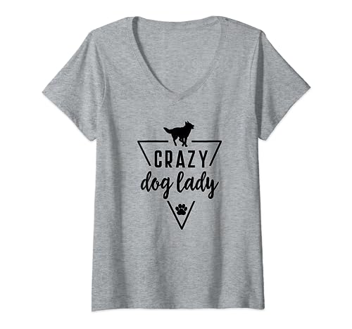 Husky – Crazy Dog Lady – Cane zampa stampa cucciolo carino Pet Mom Maglietta con Collo a V