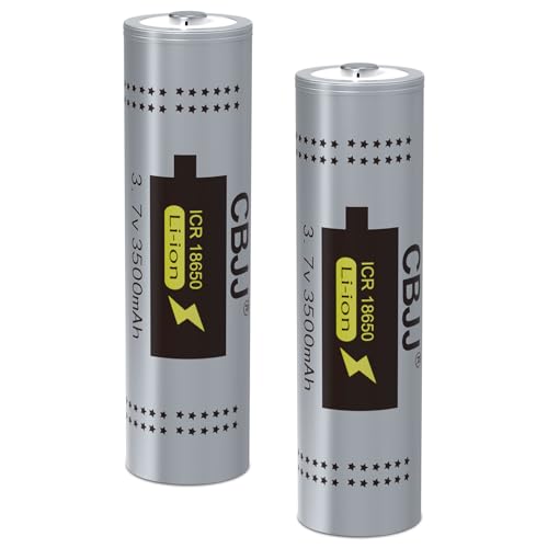 CWUU 3.7V 3500mAh High-Capacity Rechargeable Lithium-Ion Battery Button Top for Flashlights, headlamp, Doorbell & More, 2 Pack