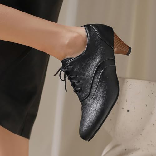 UFEDO Womens Chunky Low Heel Oxford Pumps Kitten Heel Lace Up Pumps US4-144
