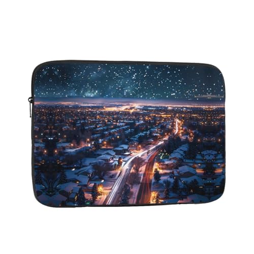 Funda para portátil de 12 pulgadas con impresión nocturna nevada miniatura 1