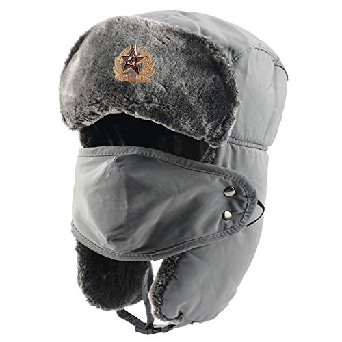 Bonnet hiver style chapka russe en fausse fourrure dense et finitions militaires