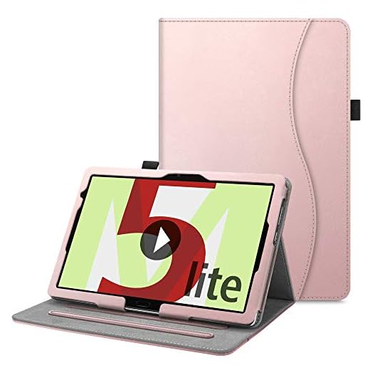 FINTIE Fodral för Huawei MediaPad M5 Lite 10 – [hörnskydd] Multi-Angle Visningsstativ skydd med kortficka Auto Wake/Sleep för Huawei MediaPad M5 Lite 10,1 tums surfplatta, roséguld
