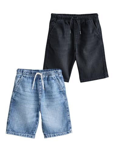 Bermuda en denim à enfiler pour enfant short jean garçon avec ceinture élastique x2