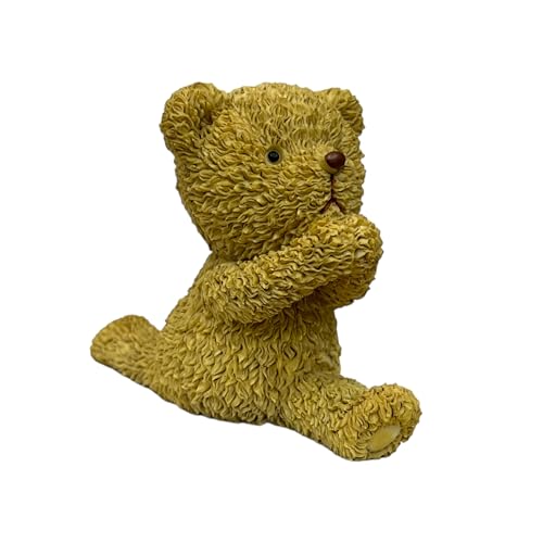 Image of AUGEN Polyresin Cute Brown Teddy Bear Statue Showpiece for Home Decor Decoration and Gifting (0727-D21, 7cm)