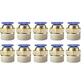 FUBESK PC12-04 Druckluftschlaucharmaturen, Schnellanschluss, 12 mm Außendurchmesser, 1,27 cm Gewinde, für PU-Luftleitung, Blau/Schwarz/Weiß, 10 Stück