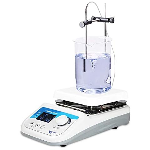 Vision Scientific Digital Hotplate Magnetic Stirrer W Temperature Probe & Support Stand |50°C-360°C Temperature Range, 6" x 6" Ceramic Coated Plate | LCD Display | 2 Magnetic Stir Bars | W Manual Cover