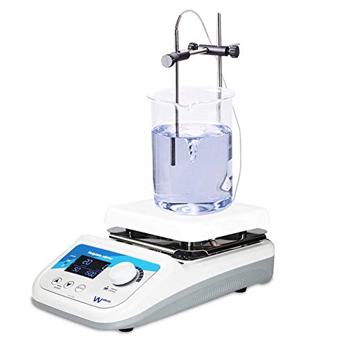 Vision Scientific Digital Hotplate Magnetic Stirrer W Temperature Probe & Support Stand |50°C-360°C Temperature Range, 6  x 6  Ceramic Coated Plate | LCD Display | 2 Magnetic Stir Bars | W Manual