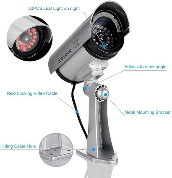 QEEIG Bullet Dome Dummy Fake CCTV Camera with Ideal for Blinking Red LED Light or Office Security Home | Set of - 04 - Image 3 thumbnail