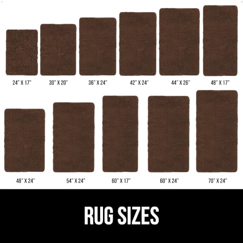 Image of Gorilla Grip Bath Rug 70x24, Thick Soft Absorbent Chenille, Rubber Backing Quick Dry Microfiber Mats, Machine Washable Rugs for Shower Floor, Bathroom Runner Bathmat Accessories Decor, Brown