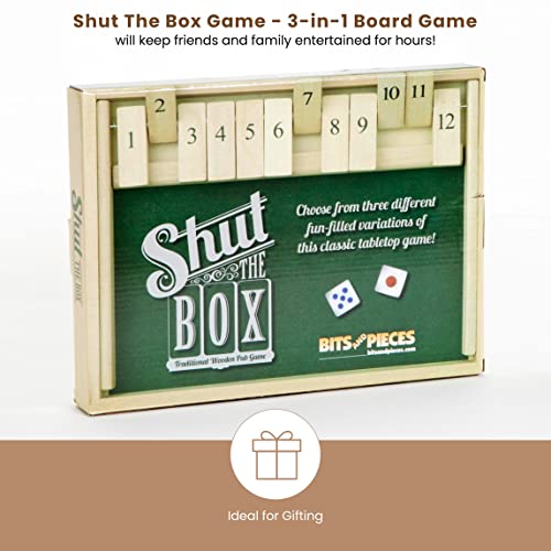 Shut The Box Juego de Mesa con Dados en Caja de Madera miniatura 6