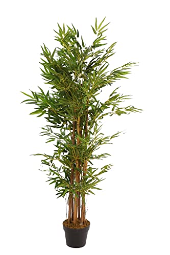 SMPLY. - Planta Artificial de Caña de Bambú- En Maceta - Altura: 140 cm- De Plástico -Decoración Ideal en el Interior y Exterior de Casa