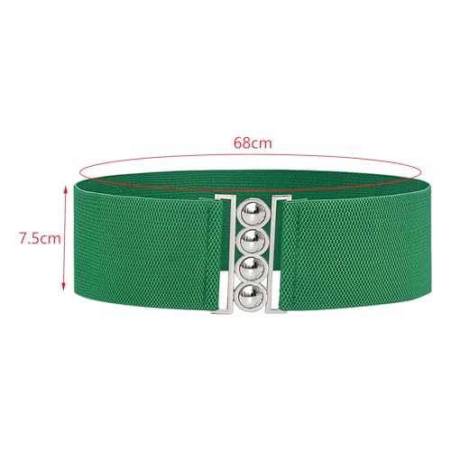 Wide Elastic Belt Waist Belt Fashion Green Stretch with Metal Buckle Dress Belt Waistband for Women Ladies Dress Accessories4