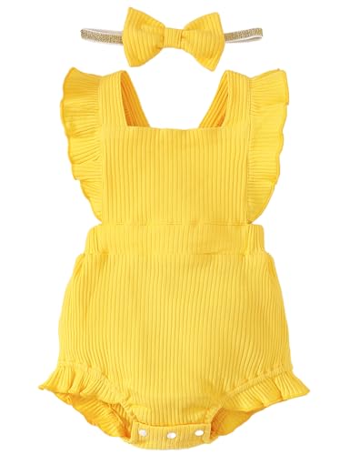 Image of Fullfamous Baby Girl Ruffled Jumpsuit and Headband Set
