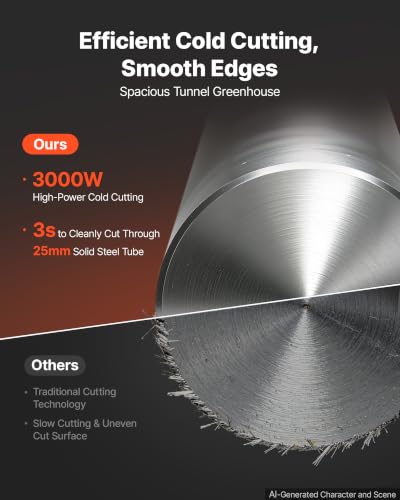 Image of VEVOR Chop Saw 16-inch Cold Cut Blade 3000 W Powerful Motor Cut Off Saw | For Cutting Metal, -45 to 45 Adjustable Angle, Efficient Dry Cutting, Stable, with Thickened Blade Guard and Scale Ruler