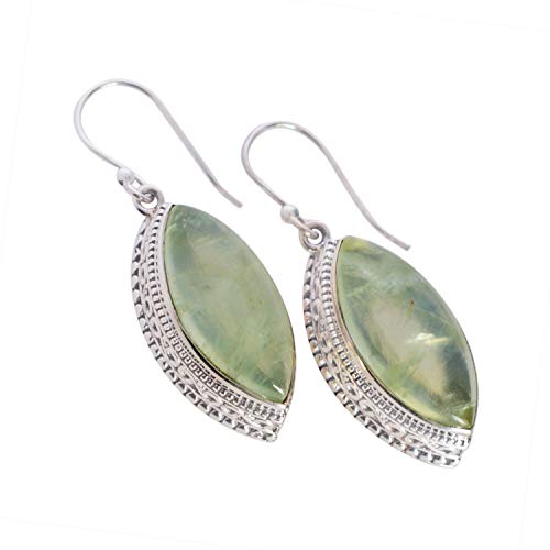 Pendientes colgantes de plata con prehnita natural para tus looks diarios