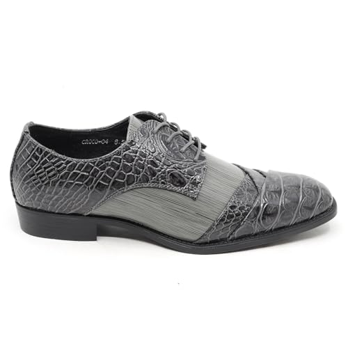 Image of Metrocharm Men's Formal Fashion Tuxedo Wedding Lace Up Cap Toe Dress Shoe croco-04