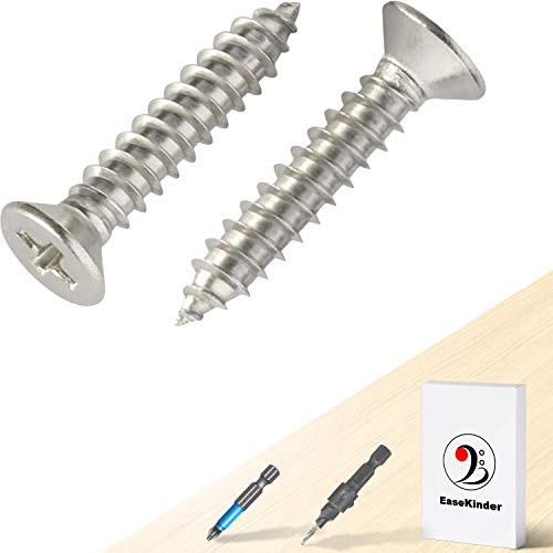 Easekinder #6 X 3/4" SFP Wood Screws - 120Pcs Flat Head Phillips Screws, 304 Stainless Steel Screw thumb #3