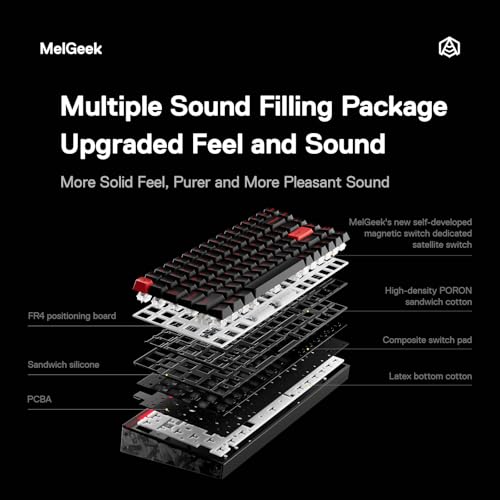 Image of MelGeek MADE84 Ultra+ Wired Gaming Keyboard, Magnetic Keyboard with Hall Effect, 75% Compact Rapid Trigger, Hot-Swappable, RGB Snap Tap & Adjustable Actuation, Online HIVE Custom, Aluminum Case-Red