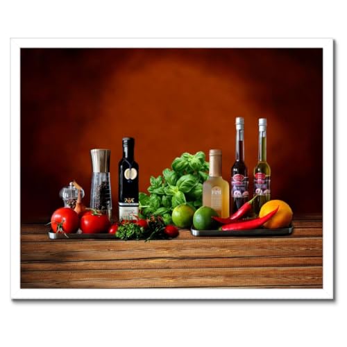 Épices pour la cuisine décoration murale 50 x 40 cm avec poster dans cadre noir