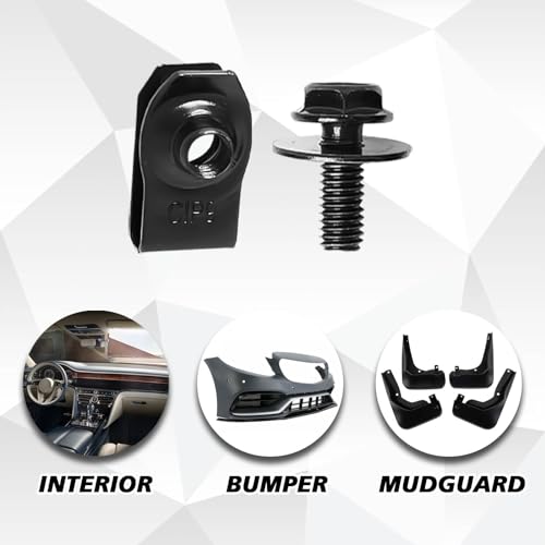 UZZH 20 PCS Auto Body U Clips and Bolts Kit, Engine Under Cover Splash Shield Guard Body Screws Retainer, Bumper Fender Hood Liner Push Pull U-Nut Clips, Fastening Accessories for Most Cars (Black) - Thumbnail 5
