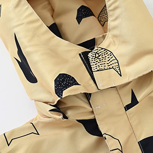 Kids Boys Detachable Hooded Rain Jacket Zip Print Windproof Outerwear Fall Warm 𝗪aterproof Coat with Pocket4