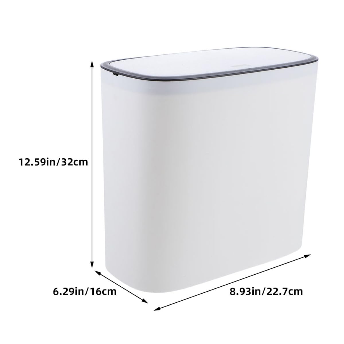 Healvian Cubo de Basura Tapa de Plástico Blanco de 10l para Baño y Dormitorio Control de Olores y Diseño Simple y Versátil