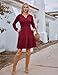 Zeagoo Kleid Damen Elegant V-Ausschnitt Strickkleid Langarm A Linie Gerippt Herbstkleid Knielang Pulloverkleid Mit Taschen Rot M