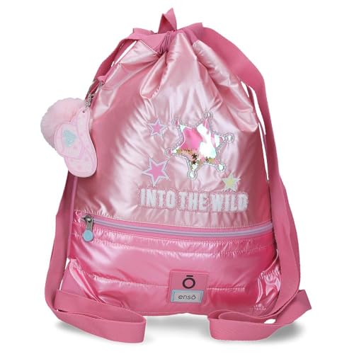 Mochila saco Enso rosa ideal para organizar ropa y accesorios