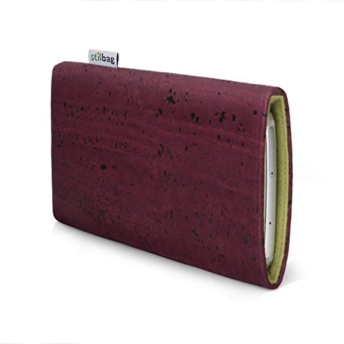 Étui iPhone 14 liège bordeaux stilbag VIGO housse feutre laine vert roseau