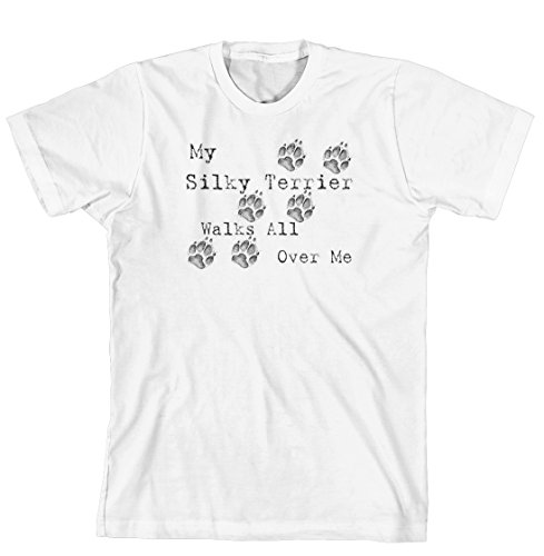 Cahoon's Closet My Silky Terrier Walks All Over Me Brand T-Shirt White