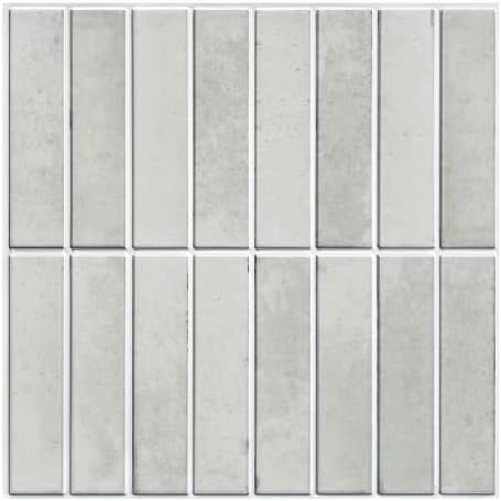 Commomy 3D Peel and Stick Wall Tile Peel and Stick Tile Backsplash, 11.8"x11.8" Vintage Linear Mosaic Matt Gray Peel Stick Backsplash Interior Wall Decor (Retro Design)