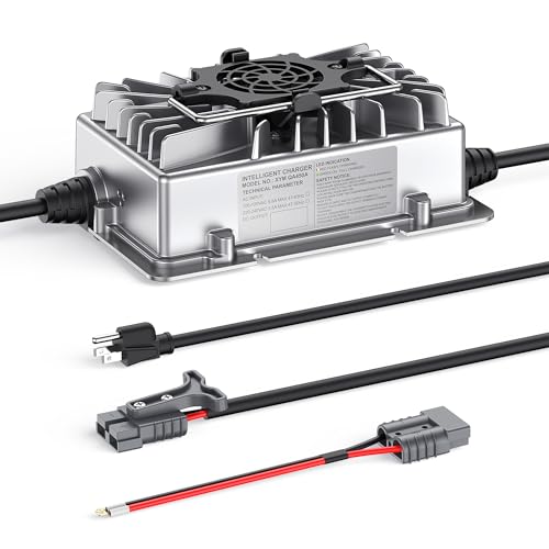 LOSSIGY 24V 15A Lifepo4 Battery Charger, Intelligent Lithium Battery Charger, Trickle Charger, 0V Starting Charger, Suitable for All Batteries and with BMS Activation Function