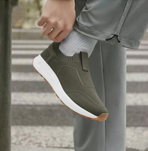 Image of HAUX Men's Slip-On Running Shoes | Lightweight Sports Sneakers with Memory Foam Cushioning | Walking, Gym, Jogging, Training | Ultra Comfort & Style