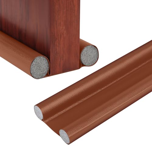 Paraspifferi Sottoporta PU, Porta Guarnizione Inferiore della Porta Universale, 96 cm Paraspifferi per Porte, Paraspifferi Protezione da Correnti Aria Rumore (marrone)