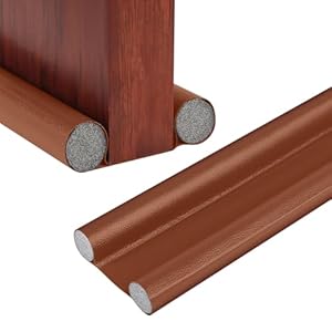 Tochtstopper voor deuren, 96 cm PU deurafdichting onder, deurafdichting, tochtstopper met dubbele afdichting, tochtstopper, windstopper, bescherming tegen tocht en lawaai (bruin)
