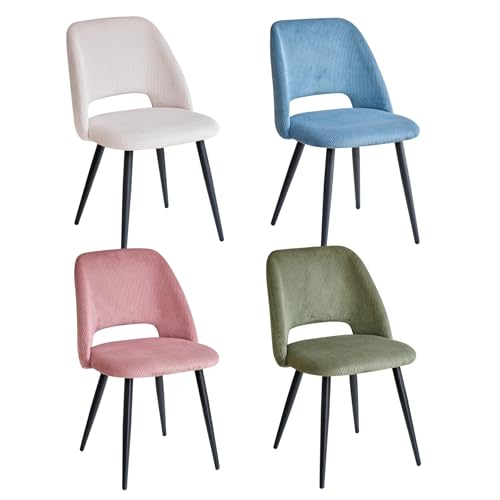 JZGORC Pack de 4 Silla de Comedor, Silla de Cocina de Pana a Rayas, Silla Tapizada con Diseño de Respaldo Hueco, Adecuada para Comedor, Sala de Estar, Cocina, Dormitorio - Color Mixto 1