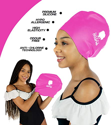 Happy Mane Swimming Cap BPA-Free Silicone Swim Cap Keeps Your Hair Dry, Swim Cap for Long Hair Dreadlocks, Extensions - Image 3