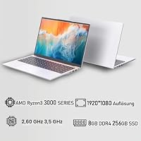 Trygood Laptop 15,6 Zoll, AMD Ryzen 3000er-Serie, 8 GB RAM, 256 GB SSD, Windows 11 Pro, FHD IPS Notebook, Wi-Fi 6, vollwertiges USB-C, Fingerabdruck, Silber – Ansicht 2