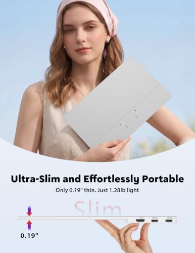 Image of Portable Monitor 15.6 inch, FHD 1080P 100% sRGB White Laptop Monitor with Adjustable Stand, Ultra Slim Travel Monitor with Eye Protection, Plug and Play for Laptop /PC /Mac /Android /PS5