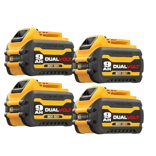 LINGYUE DCB609 9.0Ah Lithium Ion Battery - Compatible with Dewalt 20V/60V Flex-Volt MAX DCB612 DCB615 DCB200 DCB180 DCB182 Cordless Power Tool Packs(4PACK)