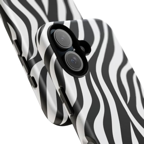Coque rigide mate iPhone 16 zébré noir blanc antichoc - 2