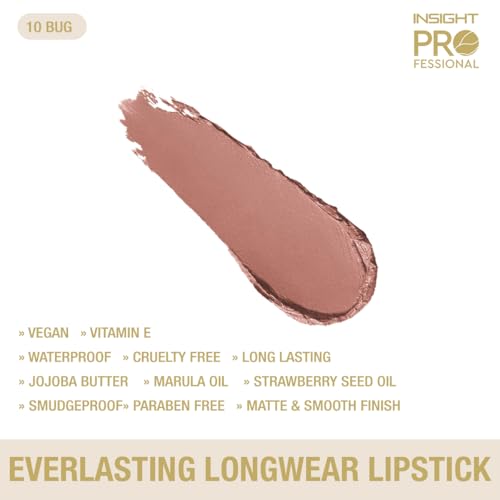 Image of INSIGHT Professional Everlasting Longwear Lipstick | Velvety Smooth Finish | Highly Pigmented | Transferproof,Waterproof,Smudgeproof | Infused with Vit E & Marula Oil - (Bug) 2.5gm