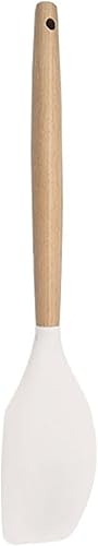 BRIIEC 1 espátula flexible de silicona blanca con mango de madera utensilios de cocina resistentes al calor espátula de goma antiadherente